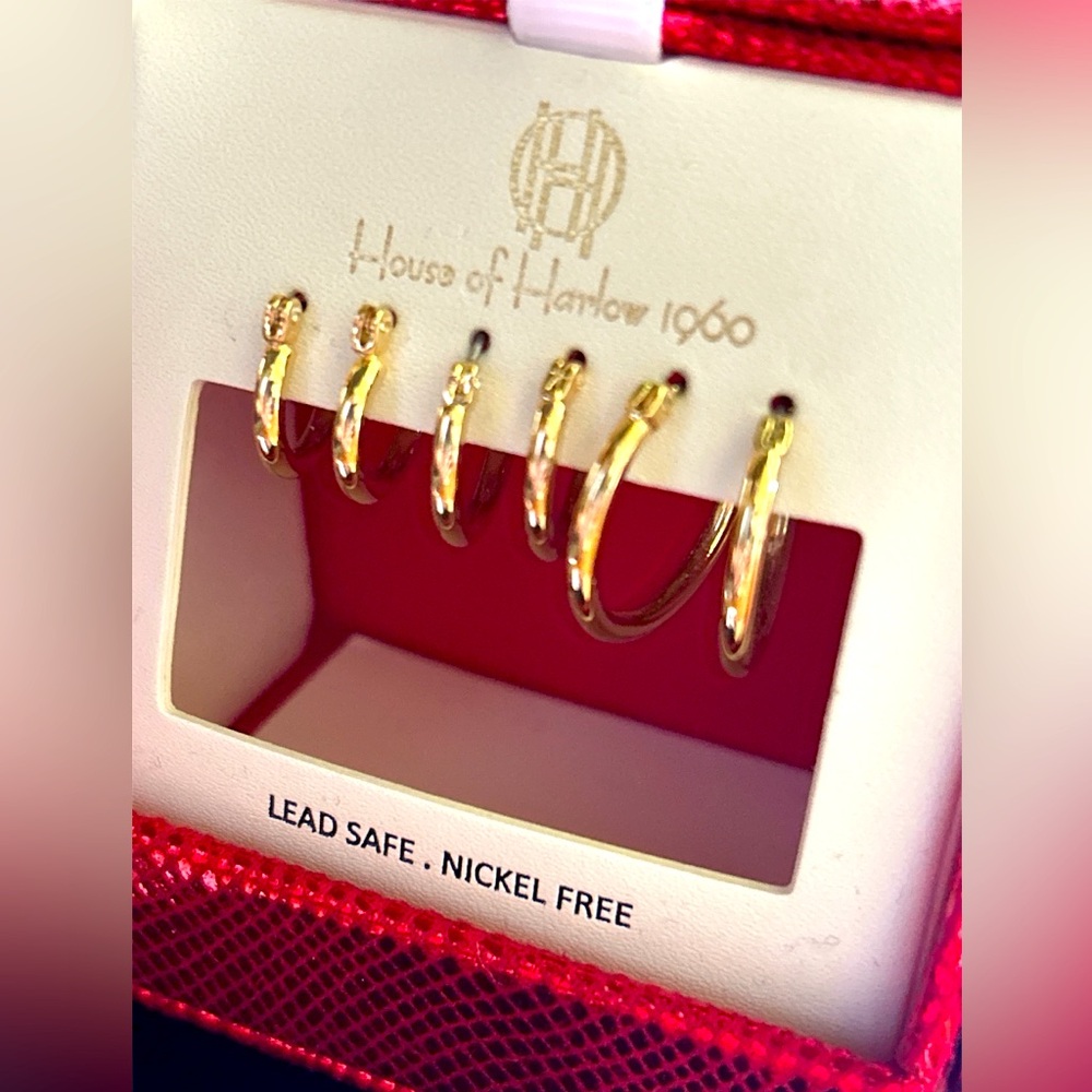 House of Harlow 1960 Gold Hoop Earrings! NWT! NIB!